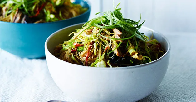 Roast duck, Brussels sprouts and noodles recipe | Gourmet Traveller