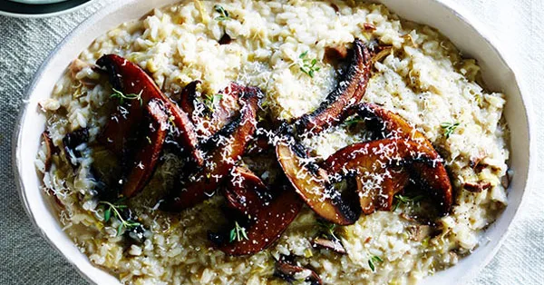 Leek, mushroom and thyme risotto recipe | Gourmet Traveller