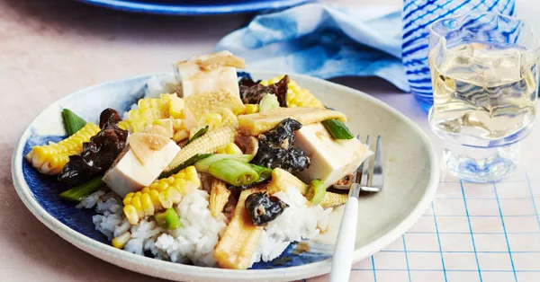 Tofu, corn and ginger stir-fry recipe | Gourmet Traveller