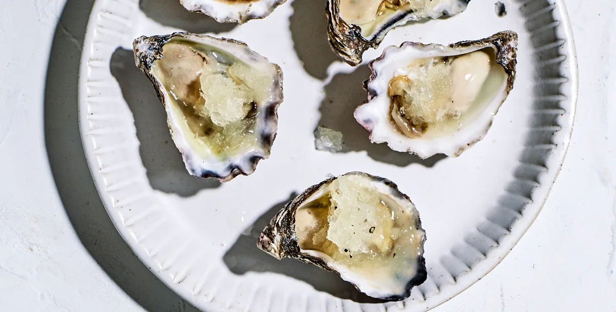 Oyster with Lemon-Pepper Granita Recipe by Bennelong