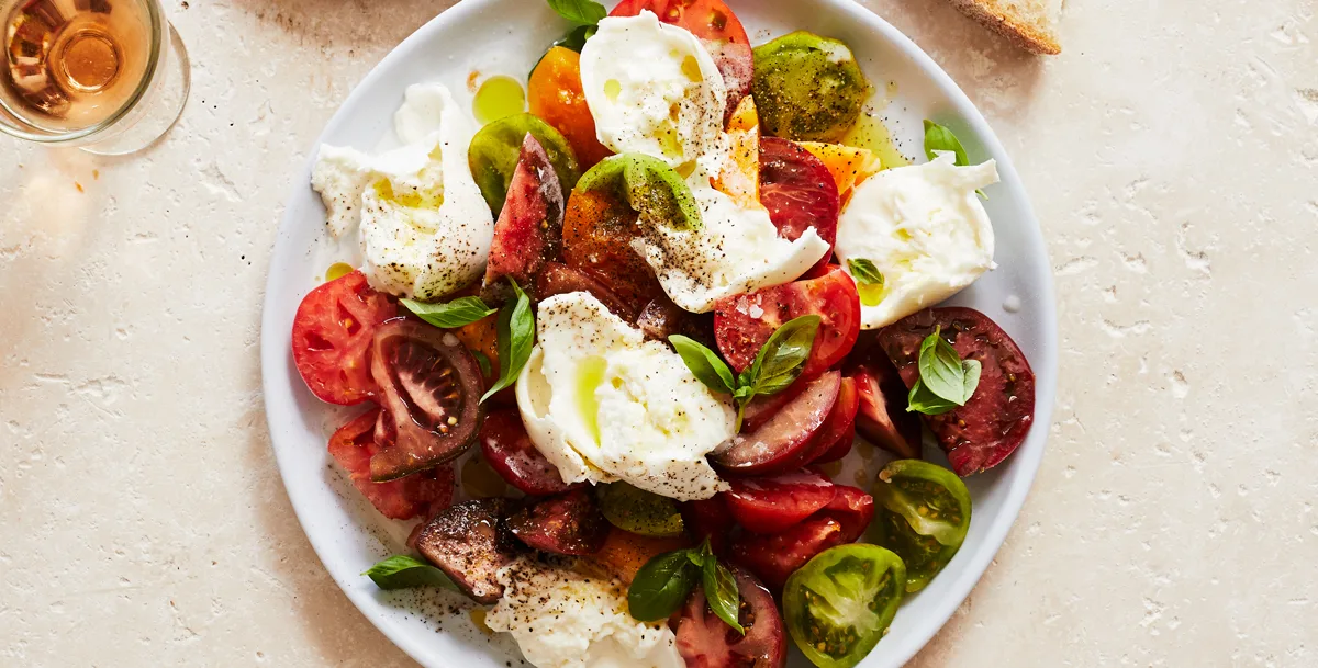 Tomato Salad with Basil, Mozzarella and Anchovies