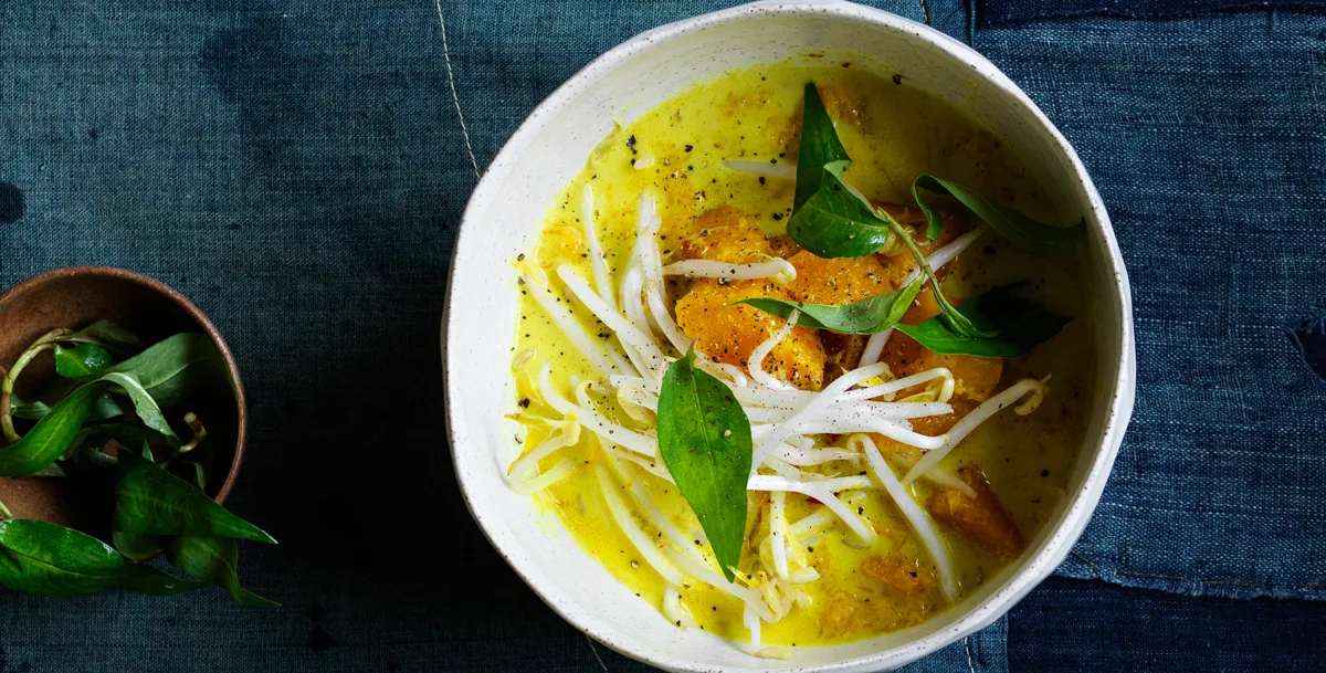 Spiced Pumpkin Soup with Bean Sprouts Recipe