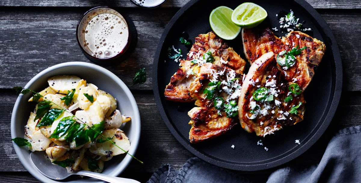 Turmeric Pork Chops with Green Chilli and Coconut
