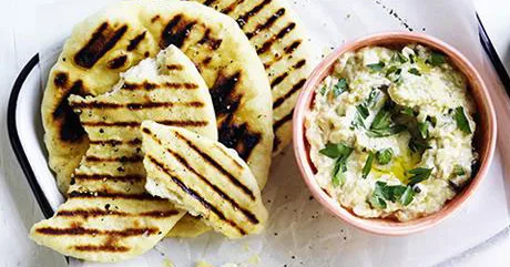Smoky eggplant dip recipe with charred bread | Gourmet Traveller