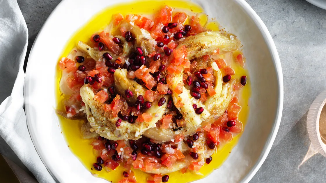 Smoked Eggplant Salad with Pomegranate Recipe