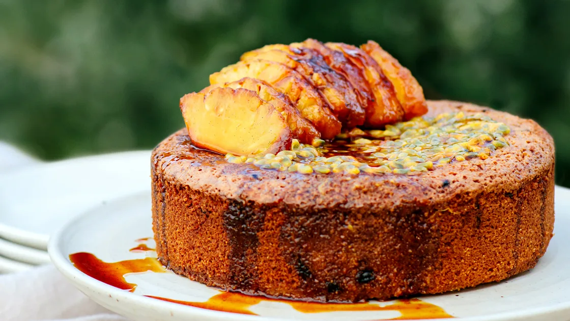 Passionfruit Cake With Honey-Roasted Pineapple