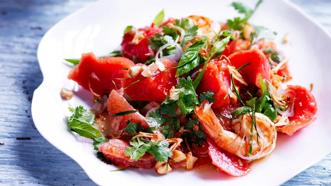 Sweet and Sour Watermelon Salad with Prawns Recipe