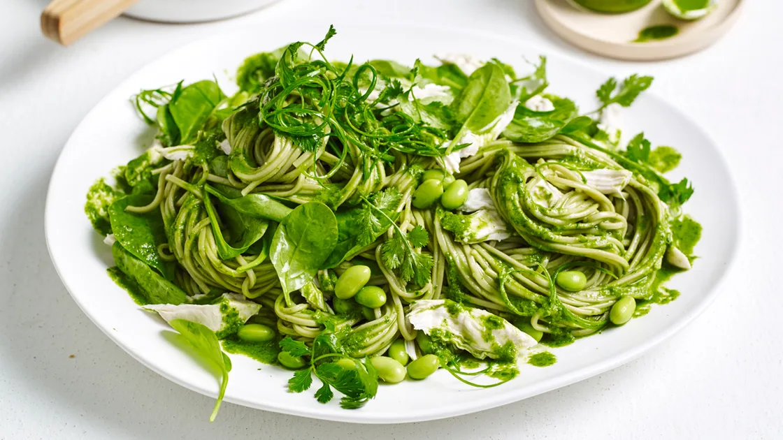 Green-Tea Soba With Chicken and Green Miso