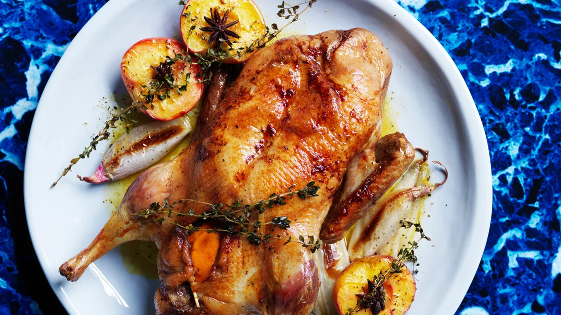 Roast Duck with Peaches &amp; Oranges Recipe