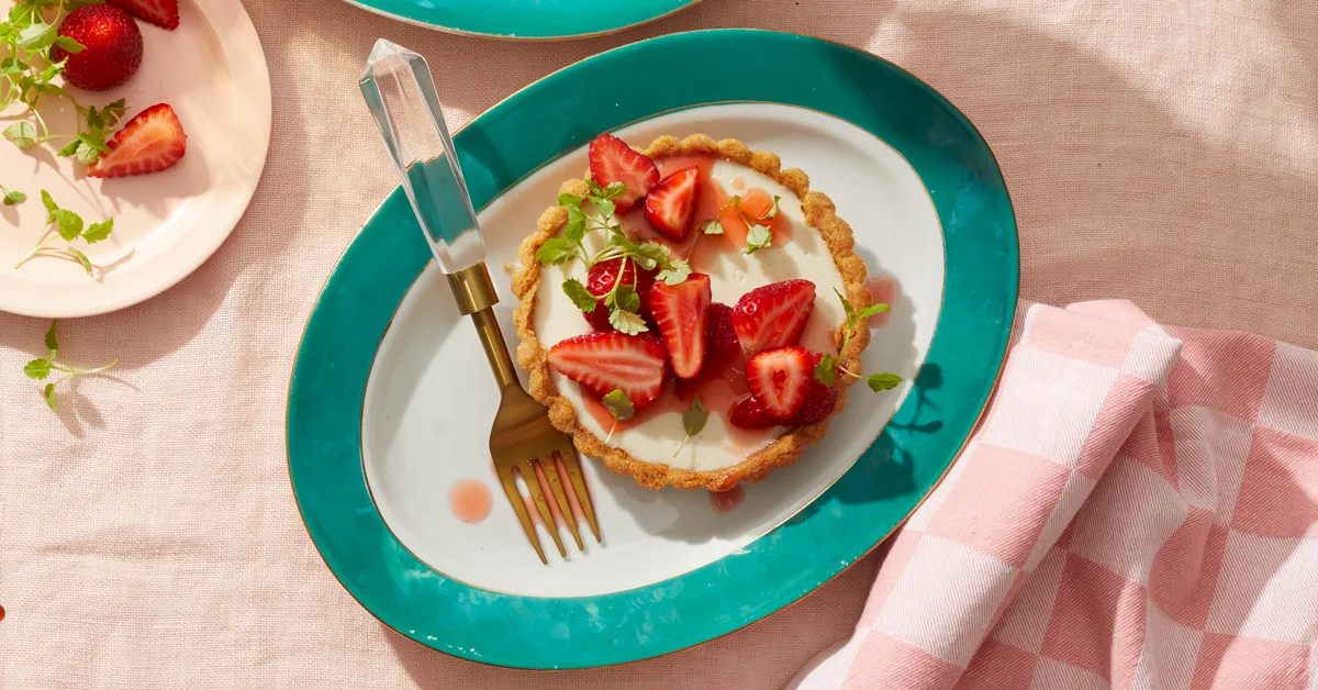 Yuzu Cream Tarts with Ginger Strawberries