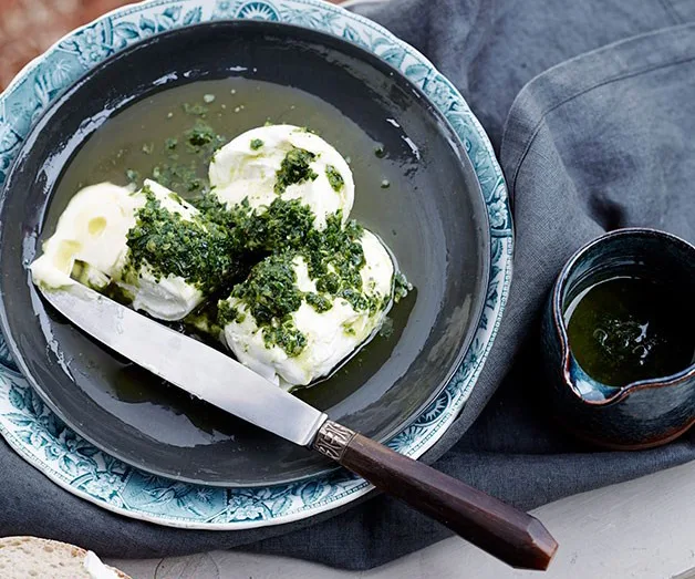 Burrata with green relish