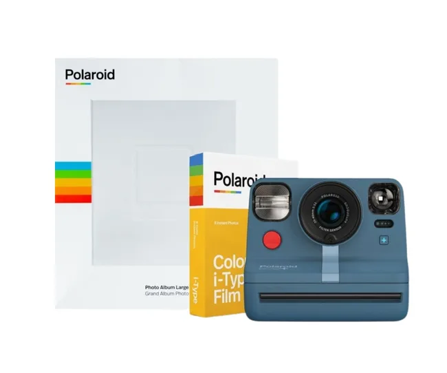 Polaroid camera with color i-Type film pack and photo album.