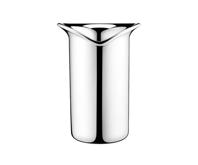 Sleek stainless steel ice bucket with a flared rim, viewed from the front against a white background.