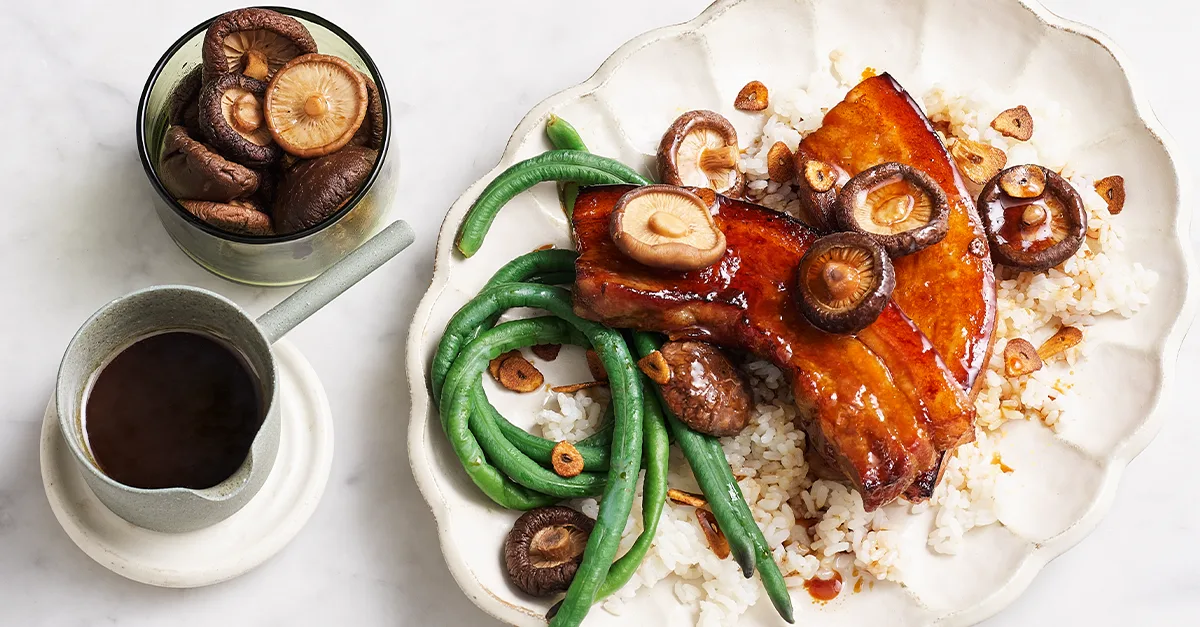 Mirin-Glazed Pork Belly with Ginger Rice Recipe