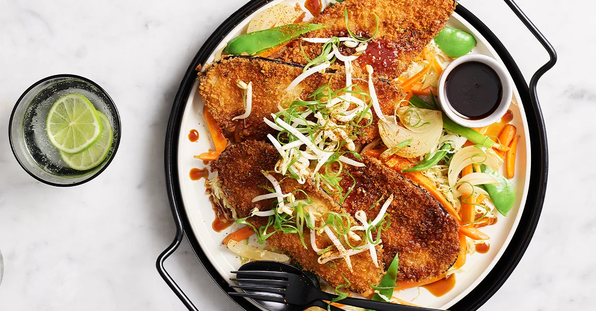 Japanese Eggplant Schnitzel with Yasai Itame Recipe