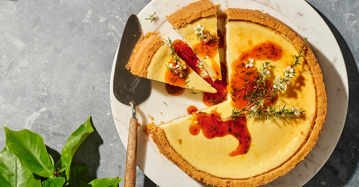 Labne cheesecake with syrup | Gourmet Traveller