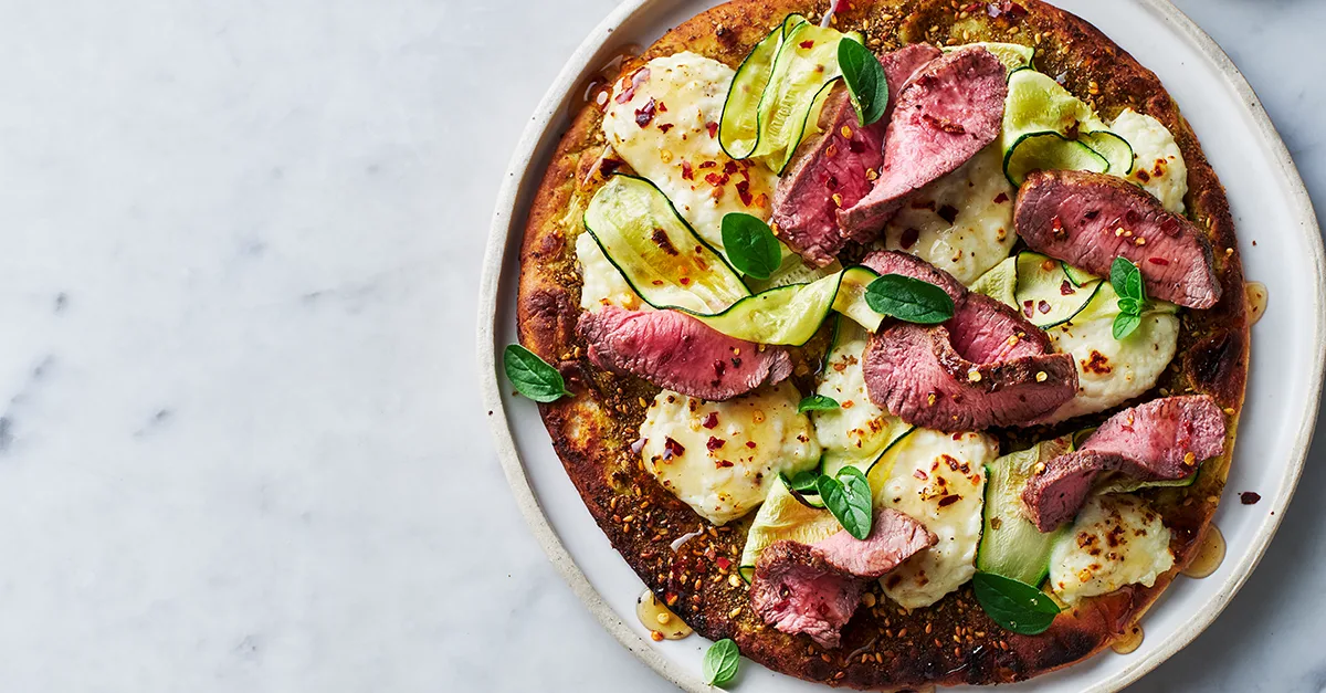 Lamb, Zucchini &amp; Haloumi Flatbreads with Chilli Honey