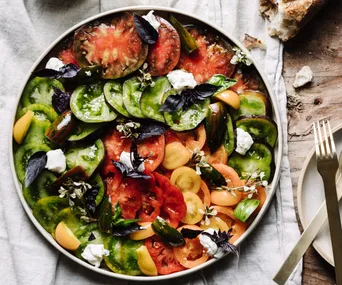Best tomato recipes for tomato season - heirloom tomato and ricotta salad