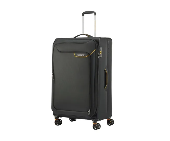 American Tourister soft-shell suitcase.