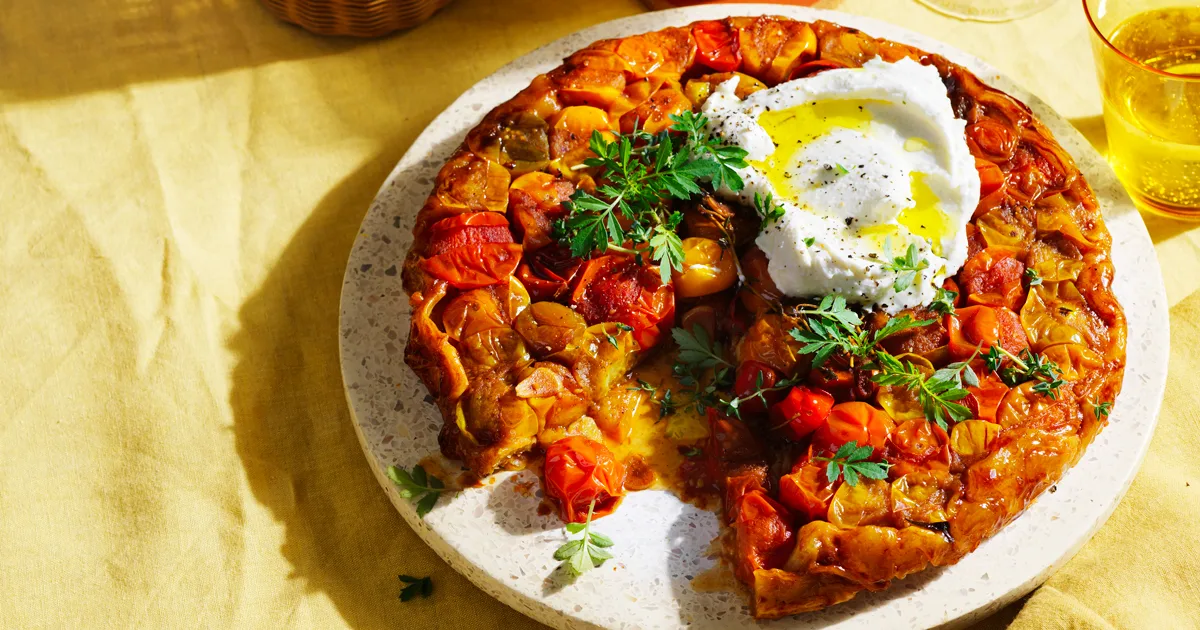Tomato tart recipe with whipped feta | Gourmet Traveller