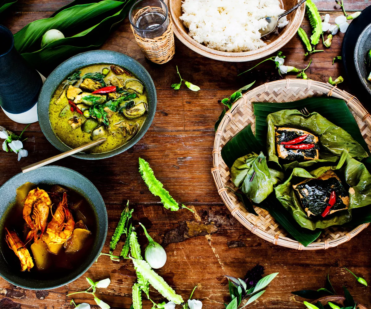 Southeast Asian food in Australia, Southeast Asian cuisine - tablescape ofPalisa Anderson's Thai food