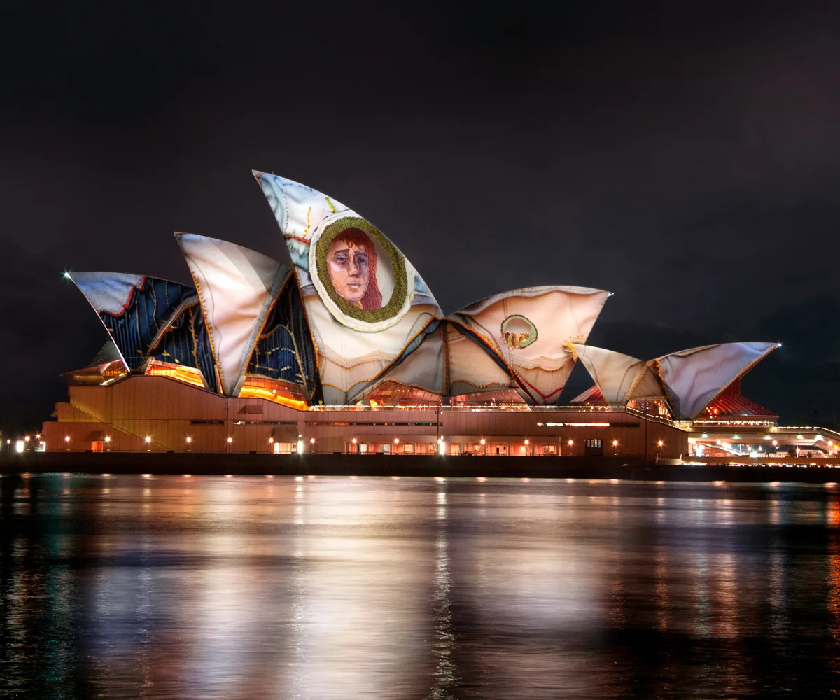 Vivid Sydney Light projections by artist Julia Gutman on the Sydney Opera House sails