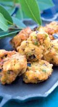 Eggplant and pea pakora