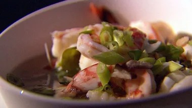 Prawn and shiitake miso soup