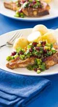 Maple pork chops with cranberry salsa