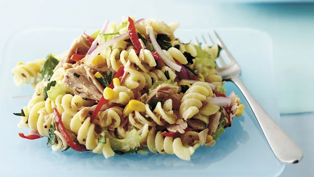 Warm tuna pasta salad