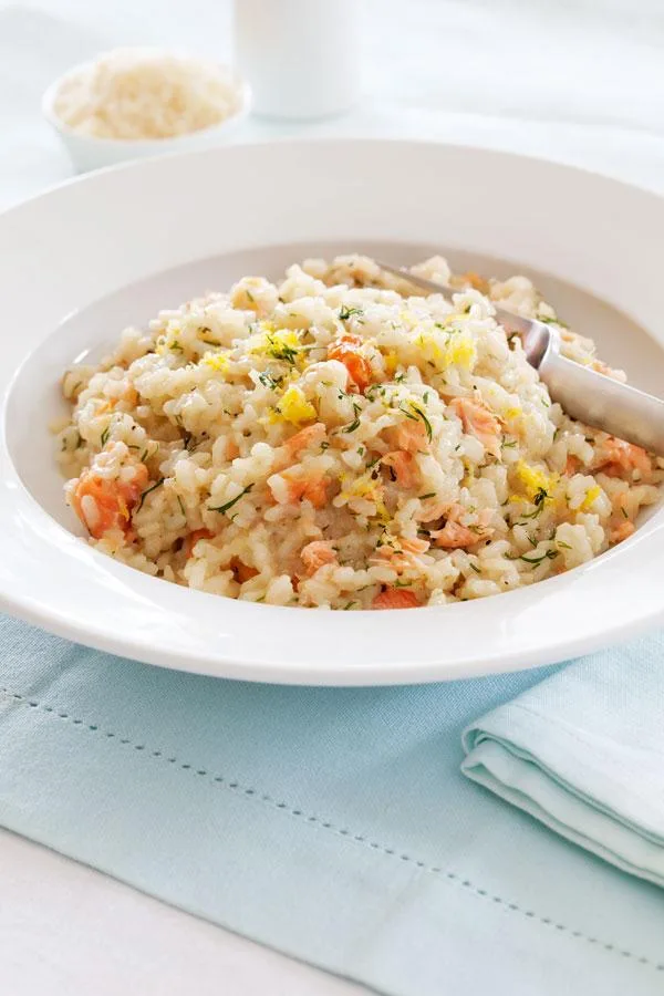 Salmon, lemon and dill risotto