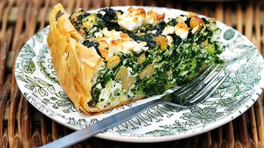 Spinach, chickpea and feta tart