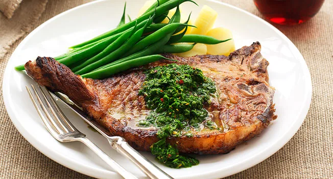 T-bone steak with chimichurri