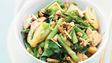 Stir-fried asian greens with tofu