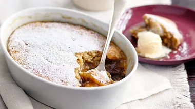 Banana butterscotch self-saucing pudding