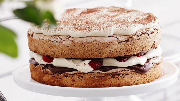 Strawberry hazelnut gateau