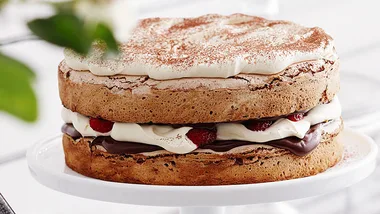 Strawberry hazelnut gateau