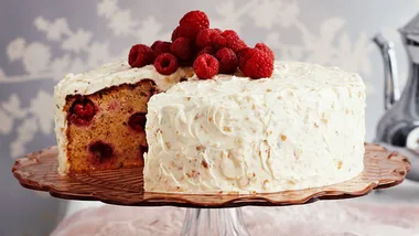 Raspberry hazelnut cake