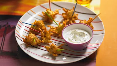 Onion and kumara pakoras