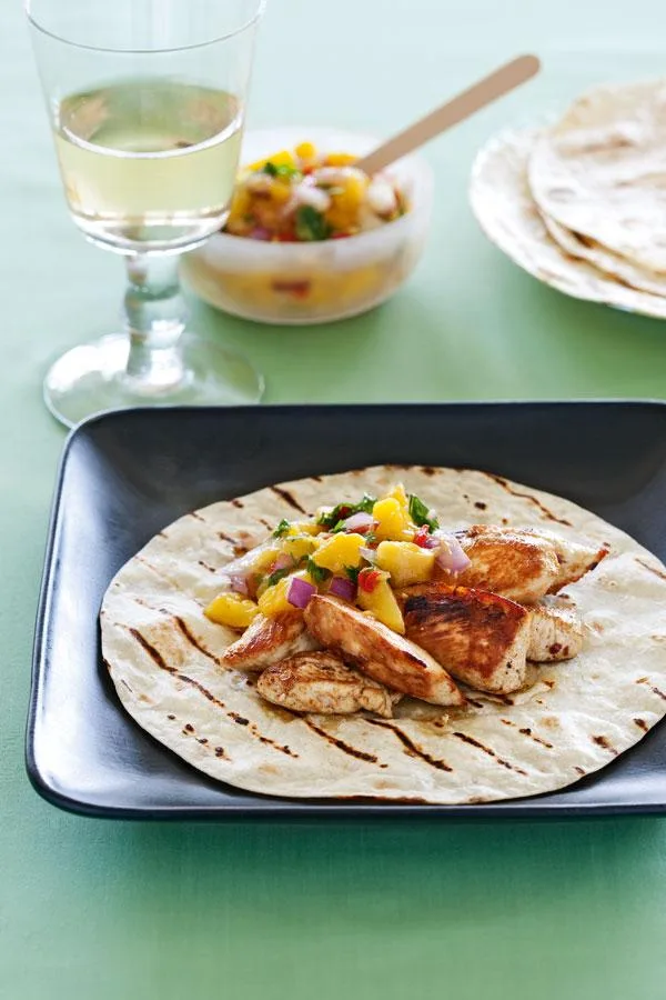 Coriander chicken with mango salsa