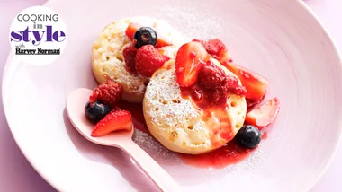Crumpets with berry compote