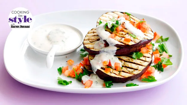 Eggplant, tomato and parsley salad