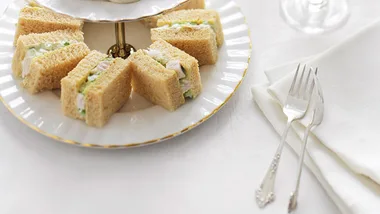 Chicken and almond finger sandwiches