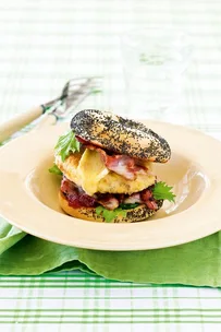 Chicken, bacon, cranberry & brie burger