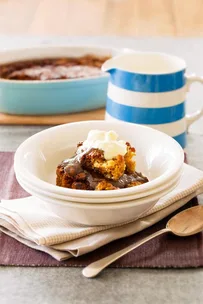 Caramel banana self-saucing pudding