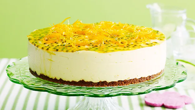 Citrus cheesecake with passionfruit topping