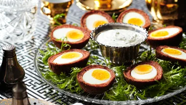 Scotch eggs with herb mayonnaise