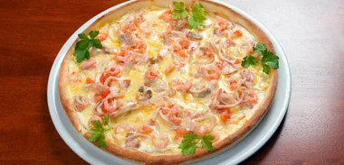 Light seafood pizzas