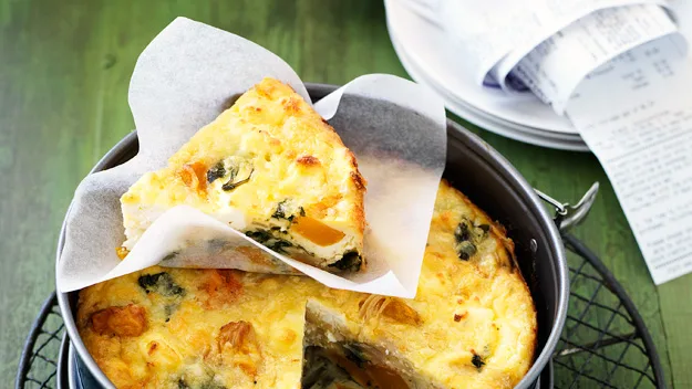 Roast pumpkin, spinach and ricotta pie