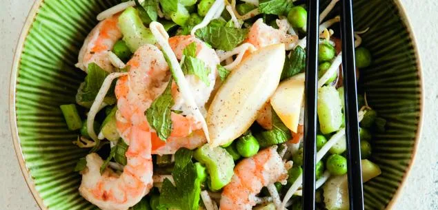 Pea and prawn stir fry